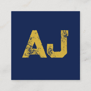 Eerste letters monogram goud & blauw gewoon eenvou informatiekaartje