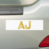 Eerste letters monogram goudkleur gewoon eenvoudig bumpersticker (Op auto)