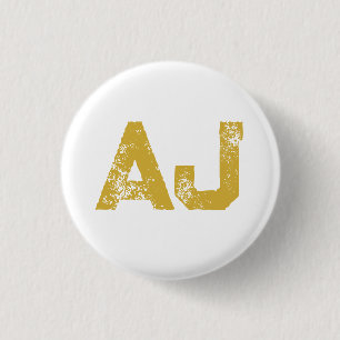 Eerste letters monogram goudkleurig gewoon eenvoud ronde button 3,2 cm