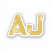 Eerste letters monogram goudkleurig gewoon eenvoud sticker (Voorkant)