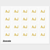 Eerste letters monogram goudkleurig gewoon eenvoud vierkante sticker (Vel)