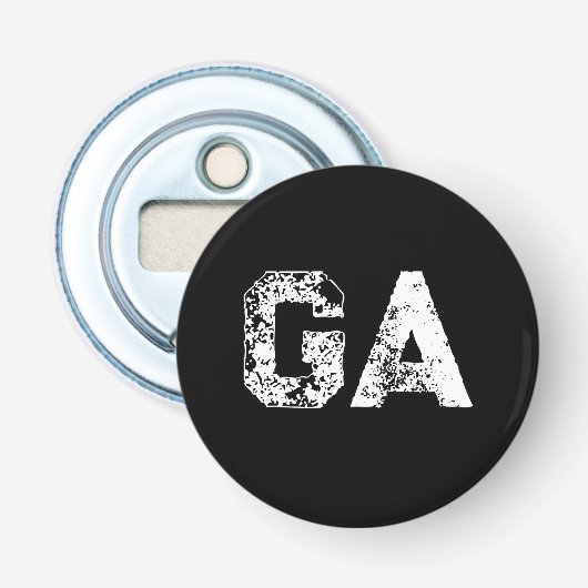 Eerste letters monogram zwart wit gewoon eenvoudig button flesopener (Voorkant)