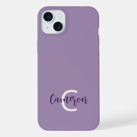 Eerste letters naam verfijnd effen violet iPhone hoesje (Achterkant)