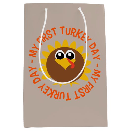 Eerste leuke Thanksgiving feestdag Medium Cadeauzakje (Voorkant)