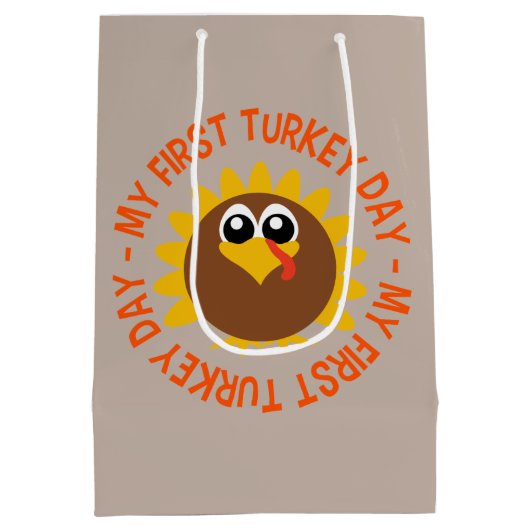 Eerste leuke Thanksgiving feestdag Medium Cadeauzakje (Achterkant)