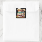 Eerste lezing vierkante sticker (Tas)