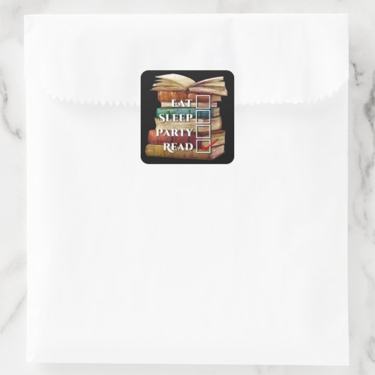 Eerste lezing vierkante sticker (Tas)