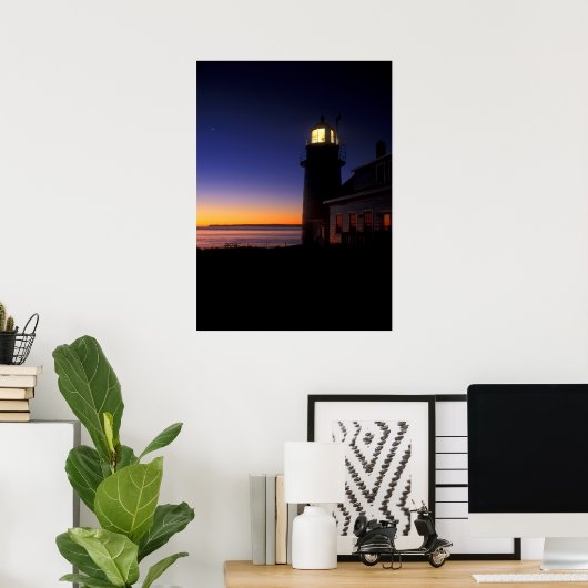 Eerste licht op Quoddy Head-vuurtoren Poster (Thuiskantoor)