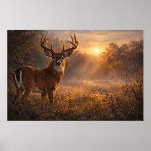 Eerste Licht Whitetail Deer Kunst Poster