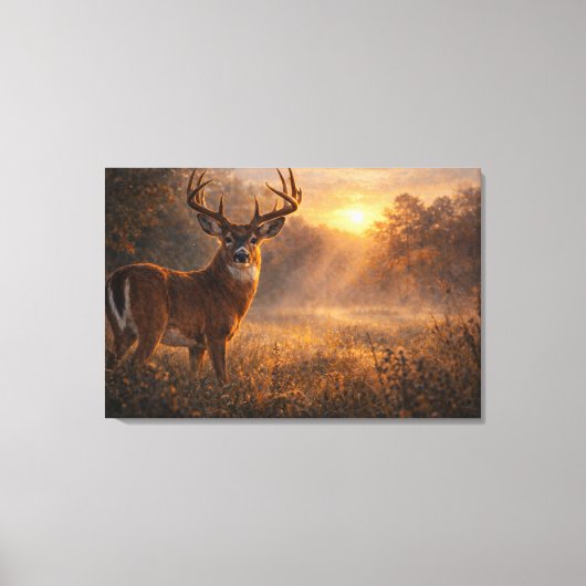 Eerste Licht | Whitetail Deer Kunst | Uitgerekt Canvas Afdruk (Voorkant)