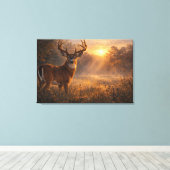 Eerste Licht | Whitetail Deer Kunst | Uitgerekt Canvas Afdruk (Insitu (Houten vloer))
