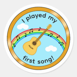 Eerste Lied Akoestische Gitaar Kinderen Medaille S Ronde Sticker