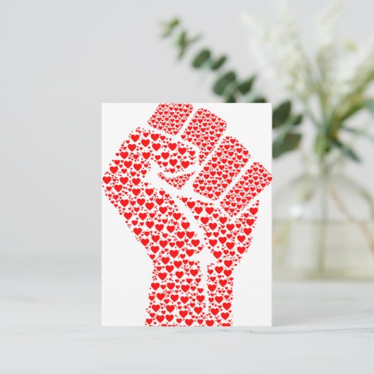 Eerste liefdeslijst - Fist van rood hart Briefkaart (Staand voorkant)