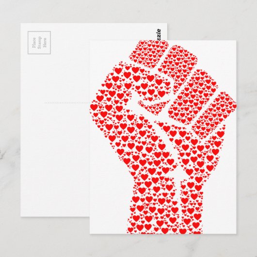 Eerste liefdeslijst - Fist van rood hart Briefkaart (Voorkant / Achterkant)