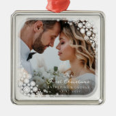 Eerste Lijst Noel White Snowflakes Metalen Ornament (Voorkant)