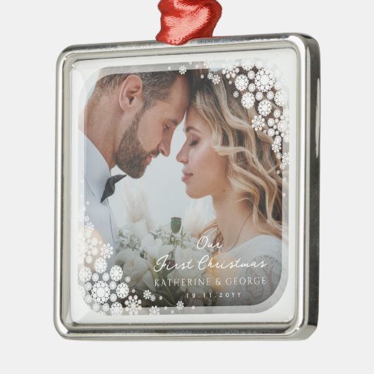 Eerste Lijst Noel White Snowflakes Metalen Ornament (Links)