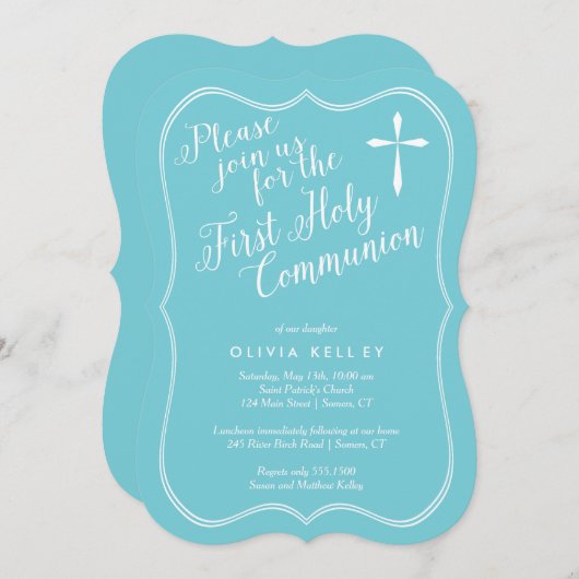 Eerste Lijst van het Label van de Heilige Communie Kaart (Voorkant / Achterkant)