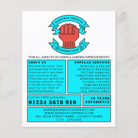 Eerste Logo, Handyman Adverteren Flyer (Voorkant)