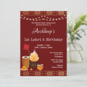 Eerste Lohri- en verjaardagsuitnodigingskaart Kaart (Staand voorkant)