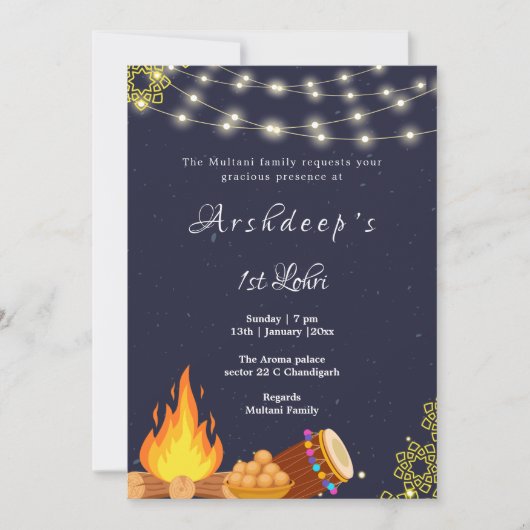 Eerste Lohri uitnodiging Lohri uitnodigingskaart (Voorkant)