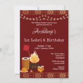 Eerste Lohri & Verjaardag Uitnodigingskaart Kaart (Voorkant)