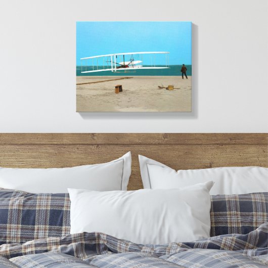 Eerste luchtstuurvleugelvliegtuig canvas afdruk (Insitu (Slaapkamer))
