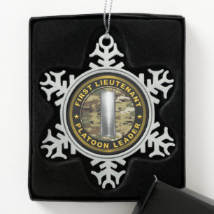 Eerste luitenant 1LT pelotonscommandant Tin Sneeuwvlok Ornament