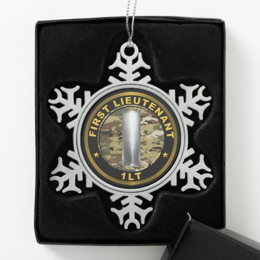 Eerste luitenant 1LT Tin Sneeuwvlok Ornament (Kistje)