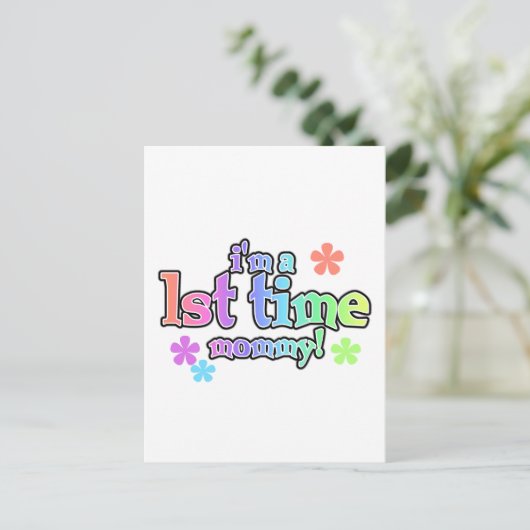 Eerste maal mammie-regenboogT-shirts en schenkinge Briefkaart (Staand voorkant)