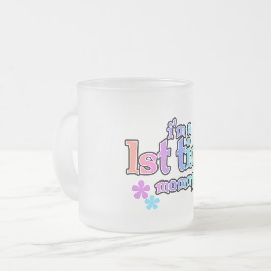 Eerste maal mammie-regenboogT-shirts en schenkinge Matglas Koffiemok (Voorkant links)