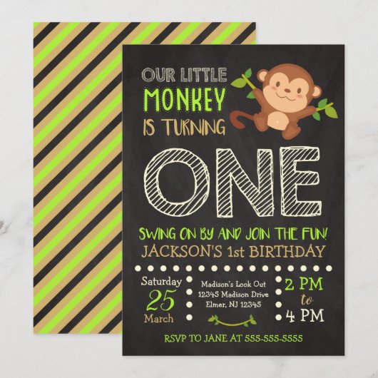 Eerste maandag uitnodiging voor een jongen (Voorkant / Achterkant)