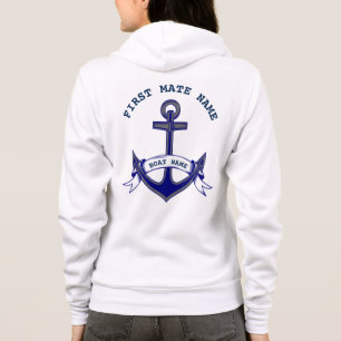 Eerste maatankerpunt Aangepaste, blauwe, witte zip Hoodie
