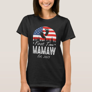 Eerste Mamaw EST 2023 US Flag Vaderdag T-shirt
