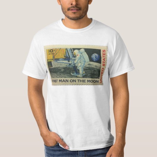 Eerste Man over de maan - Oude  stempel T-shirt (Voorkant)