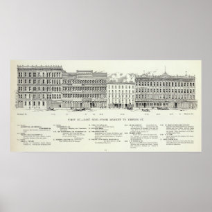 Eerste markt en missie aan de oostkant poster