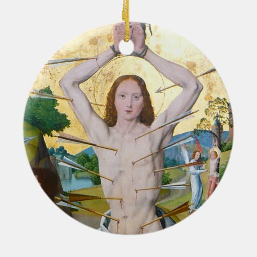 Eerste martelaarschap van St. Sebastian (M 013) Keramisch Ornament (Achterkant)