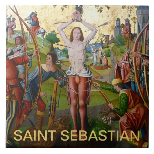 Eerste martelaarschap van St. Sebastian (M 013) Tegeltje (Voorkant)