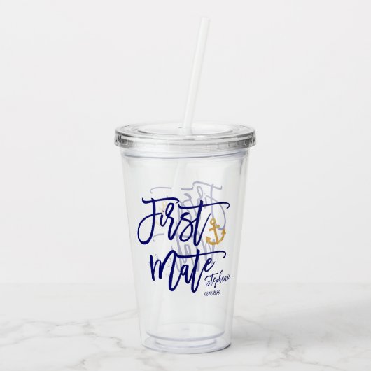 Eerste Mate Maid of Honor Coastal Acryl Drinkbeker (Achterkant)