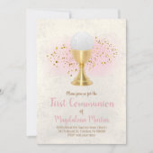 eerste mededeling FAUX-glitter en roze waterverf Kaart (Voorkant)