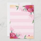 Eerste mededeling ~ Faux Gold Floral roze Stripe Kaart (Achterkant)