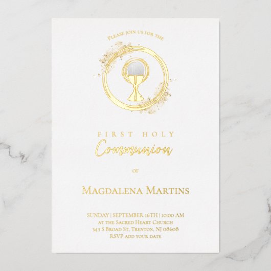 Eerste mededeling Golden tekst en ontwerp Folie Uitnodiging (Voorkant)