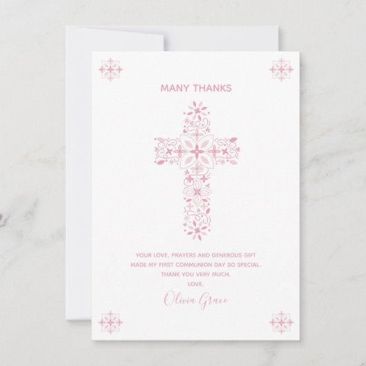 Eerste mededeling Hartelijk dank - Meisje, Aangepa Notitiekaartje (Voorkant)