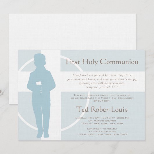 Eerste mededeling - Jongen Kaart (Voorkant / Achterkant)