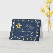 Eerste medewerker Jubileum Navy Gold Effect Sterre Kaart (Gele Bloem)