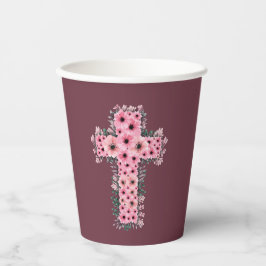 Eerste meisje van de Heilige Communie Roze Bloemkr Papieren Bekers