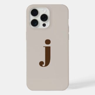 Eerste moderne eenvoudige monogram beige iPhone 15 pro max case