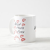 eerste moeder blij moederdag eenvoudig handgeschre koffiemok (Voorkant links)