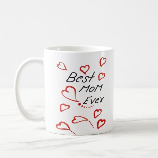 eerste moeder blij moederdag eenvoudig handgeschre koffiemok (Links)