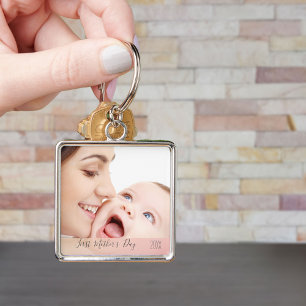 Eerste Moederdag 2023 Aangepaste Moeder en Baby Fo Sleutelhanger