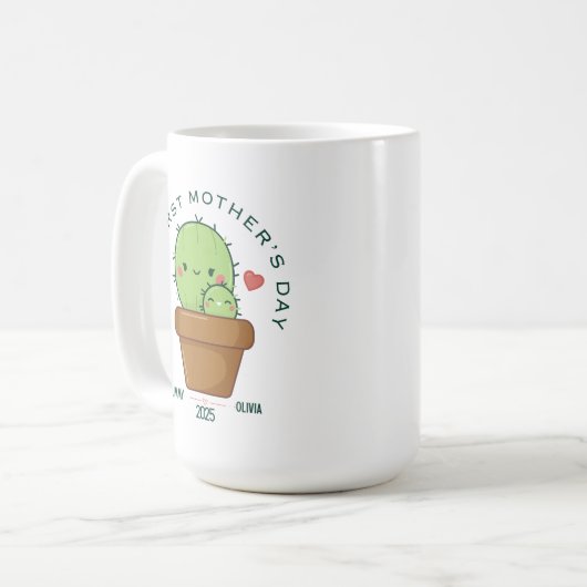 EERSTE MOEDERDAG 2025, grappige cactus Koffiemok (Voorkant links)